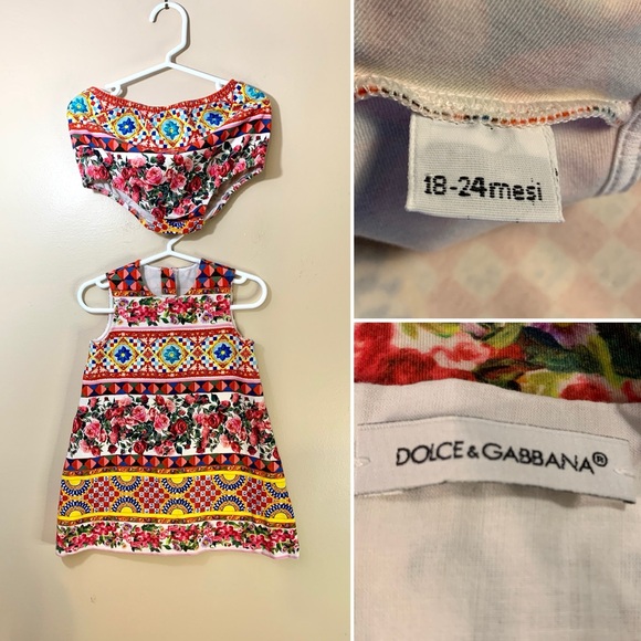 Dolce & Gabbana Other - Dolce & Gabbana girls floral dress with matching bloomers. Size 18-24 m